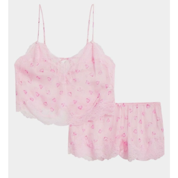 SKIMS Romance Lace Silk Camisole & Shorts Sz XL 14-16 Cherry Blossom Balloon - Picture 6 of 7